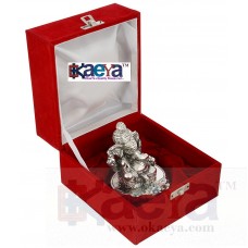 OkaeYa Silver Finish Pagadi Ganesh God Idol With Beautiful Velvet Box 